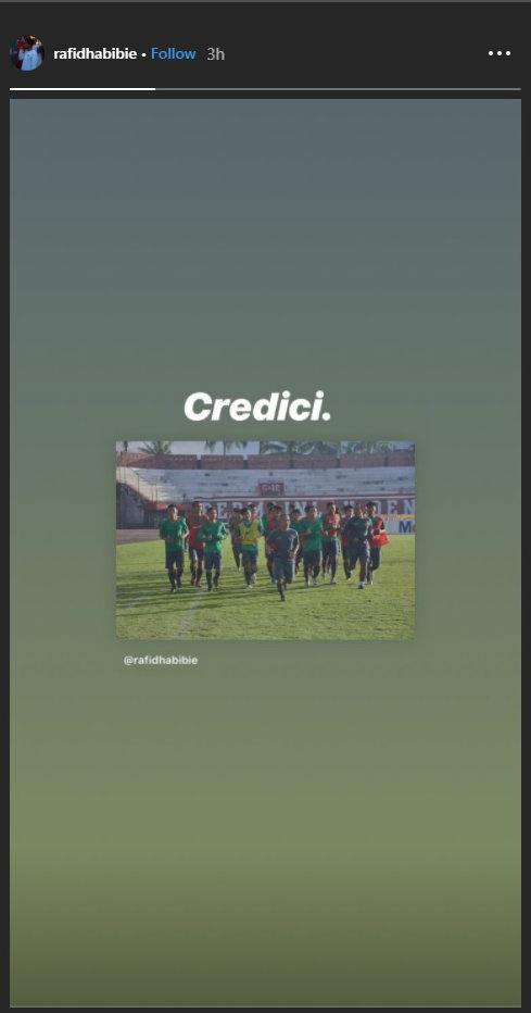 Rafid Habibie mengunggah foto saat latihan bersama Timnas Indonesia. Copyright: Instagram.com/rafidhabibie