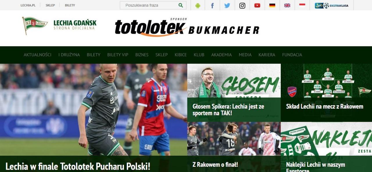 Halaman awal situs web klub Polandia, Lechia Gdansk. Copyright: http://www.lechia.pl/