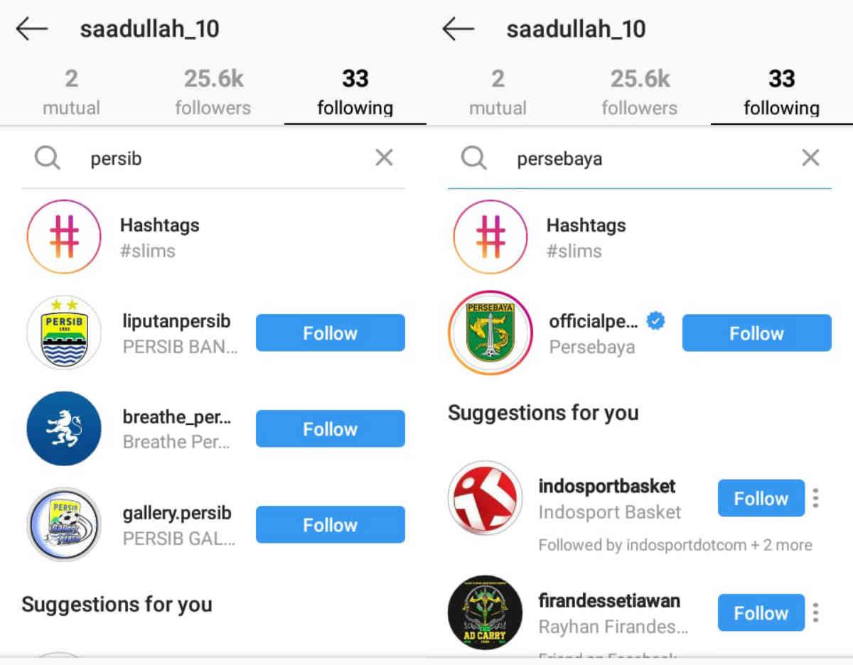Saadullah Khan tak lagi Follow Instagram Persib Bandung Copyright: Instagram.com/saadullah_10