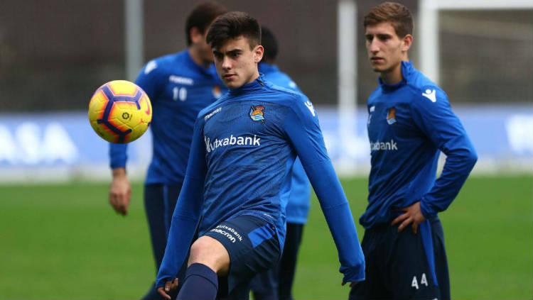 Pemain Real Sociedad,Ander Barrenetxea dalam sesi latihan. Copyright: as.com