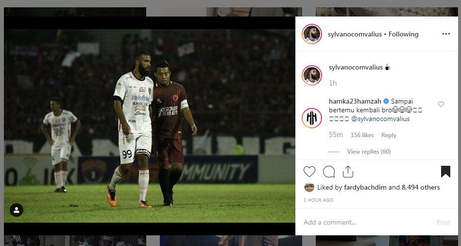 Comvalius unggah foto bareng kapten Arema FC, Hamka Hamzah Copyright: https://www.instagram.com/sylvanocomvalius/