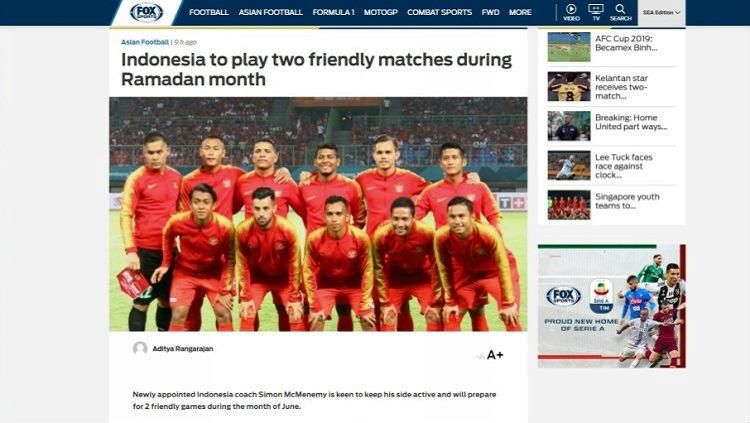 Fox Sports Asia soroti agenda uji coba Timnas Indonesia yang berdekatan dengan bulan Ramadan Copyright: Fox Sports Asia