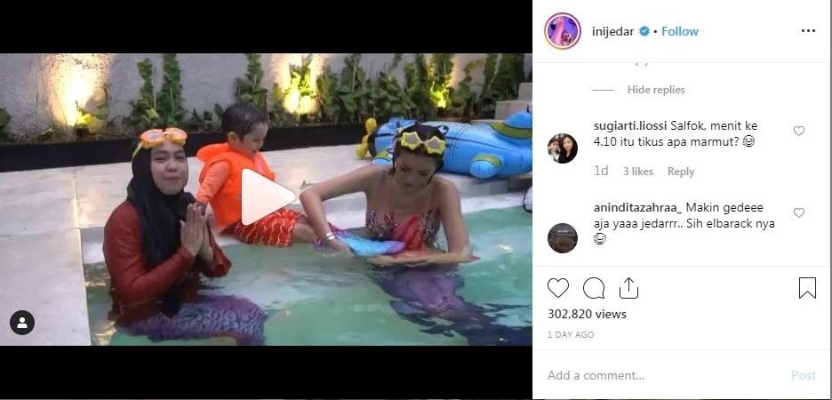 Netizen Gagal Fokus Lihat Jedar Berenang Copyright: Instagram/JesiccaIskandar