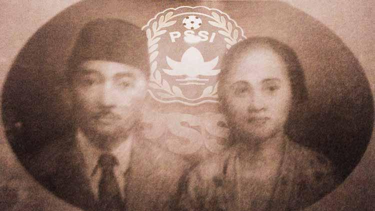 Soeratin Sosrosoegondo pendiri PSSI dan istrinya Sri Woelan.