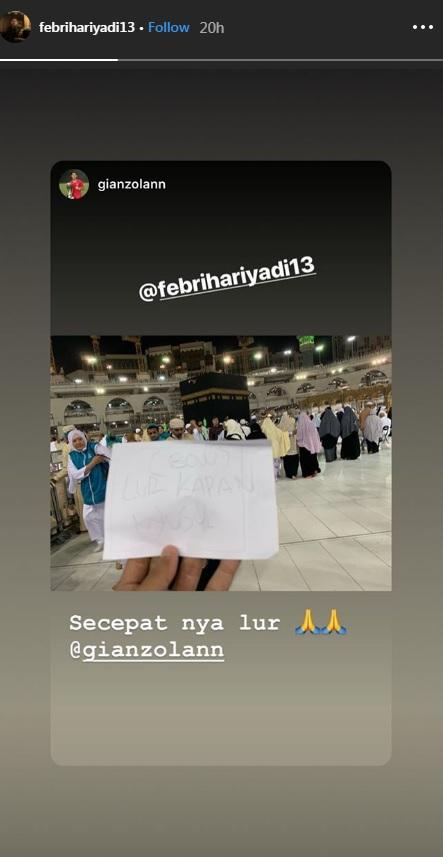 Gian Zola ajak Febri Hariyadi pergi ke Tanah Suci Mekah Copyright: Instagram/@febrihariyadi13