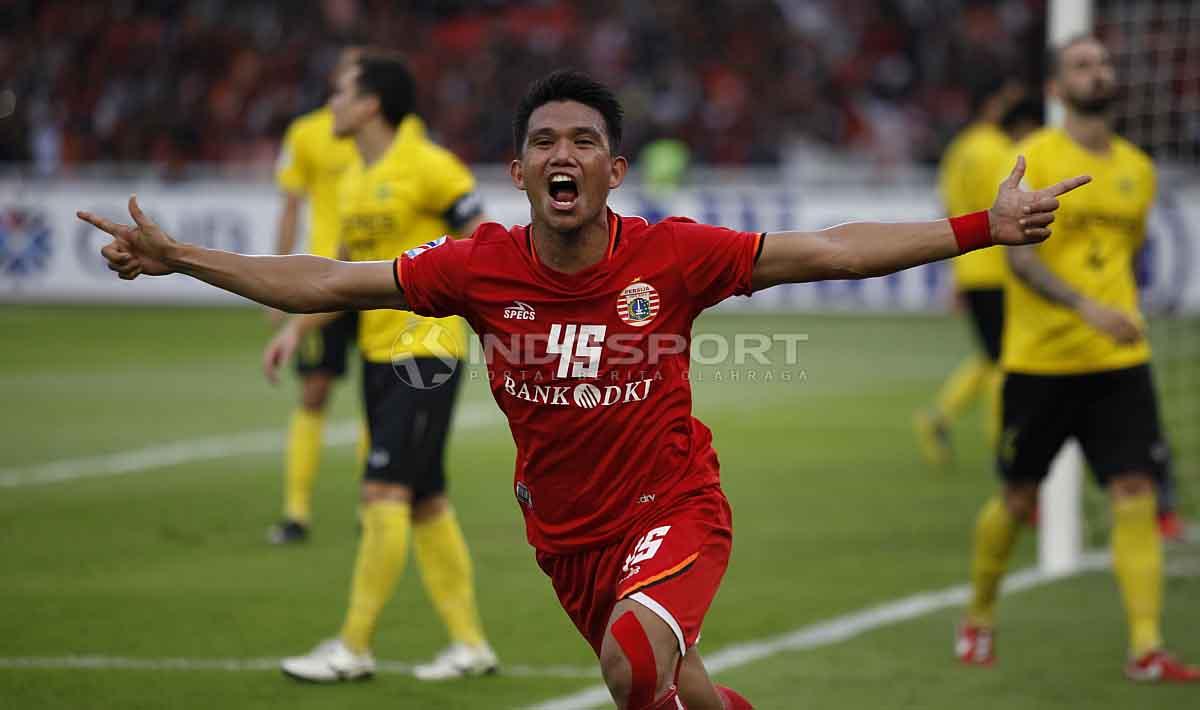 Sandi Sute melakukan selebrasi usai cetak gol ke gawang Ceres Negros pada laga keempat Piala AFC 2019. Herry Ibrahim/INDOSPORT Copyright: Herry Ibrahim/INDOSPORT