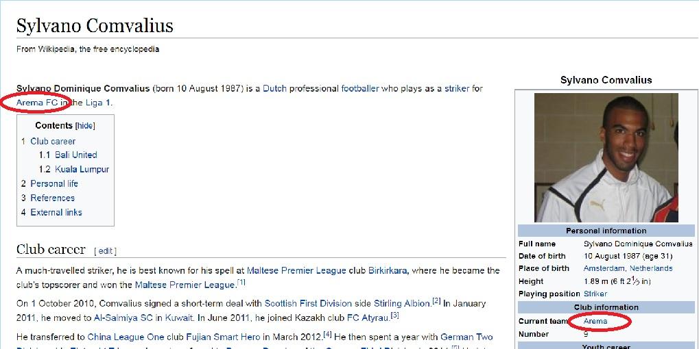 Menurut laporan beberapa situs, Sylvano Comvalius dikabarkan telah resmi ke Arema FC. Copyright: Wikipedia