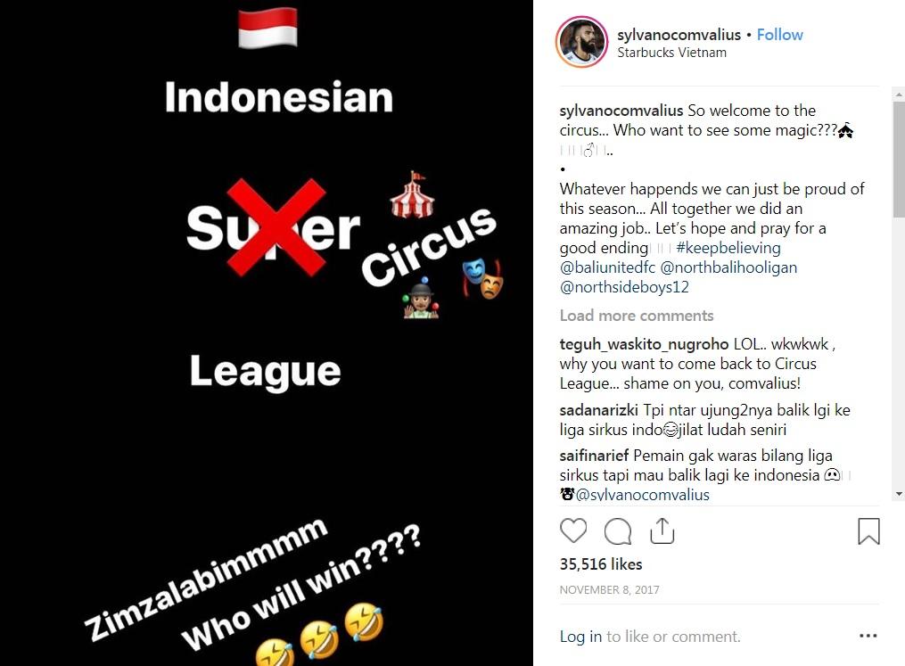 Sylvano Comvalius pernah menyebut Liga 1 sebagai Liga Sirkus. Copyright: Instagram