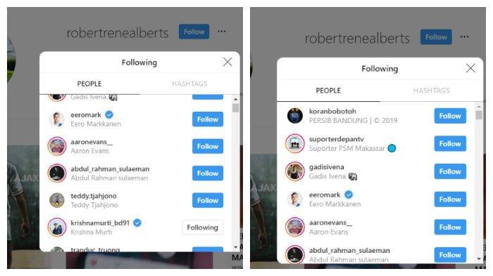 Robert Rene Alberts mengikuti akun Koran Bobotoh dan Teddy tjahyono (Instagram @robertrenealberts) Copyright: Instagram @robertrenealberts