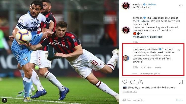 Komentar PM Italia, Matteo Slavini di IG AC Milan Copyright: Instagram @acmilan