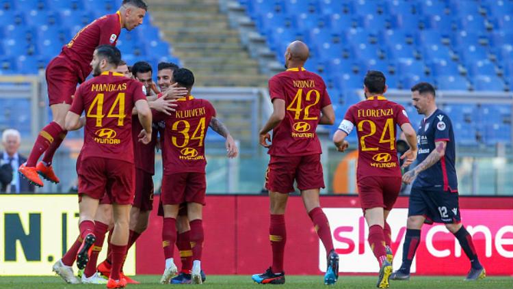 AS Roma berhasil meraih kemenangan atas Cagliari Copyright: Giampiero Sposito/Getty Images