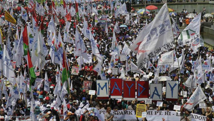 Demo hari buruh 2018 di Indonesia. - INDOSPORT