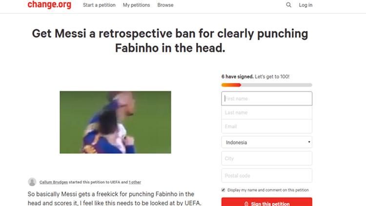 Fans Liverpool buat petisi online yang ditujukan untuk Lionel Messi Copyright: Screen Capture Chage.org