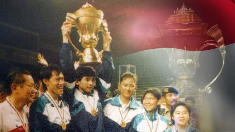 Tim Indonesia menjadi juara dalam ajang perdana Piala Sudirman setelah mengalahkan Korea Selatan pada babak final, yang diselenggarakan di Istora Senayan, Jakarta, 29 Mei 1989. - INDOSPORT