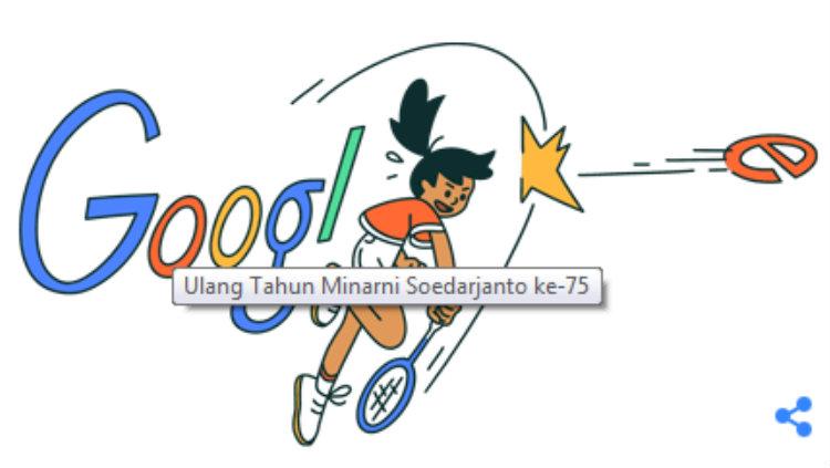 Ilustrasi Google Doodle mantan atlet bulutangkis Indonesia (alm) Minarni Soedayanto.