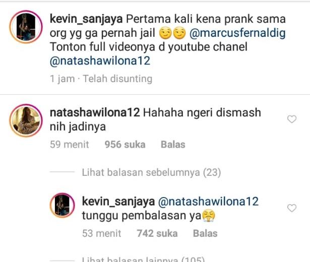 Natasha Wilona dan Kevin Sanjaya saling berbalas di Instagram Copyright: Instagram/kevin_sanjaya
