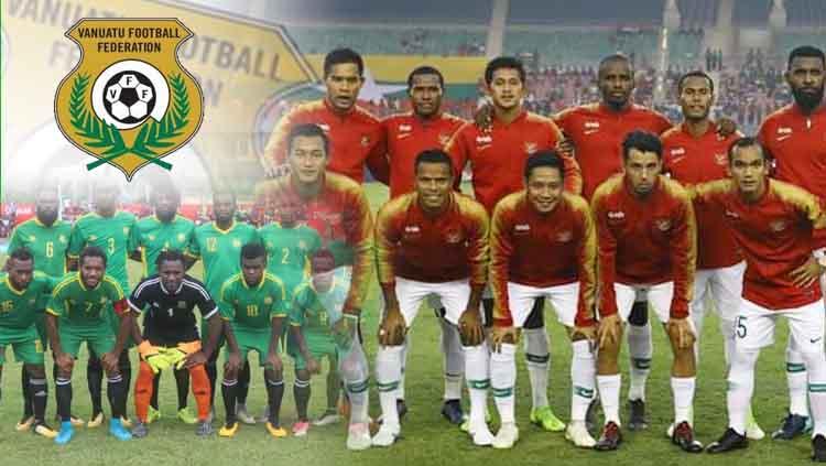 Skuat Timnas Indonesia dan Timnas Vanuatu.