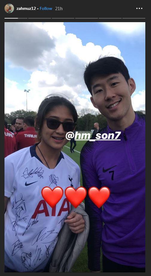 Zahra Muzdalifah dan Song Heung-min Tottenham Hotspur Copyright: Instagram