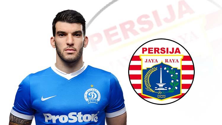 Rotkovic Luka dan logo Persija Jakarta. Copyright: dinamo-minsk.by