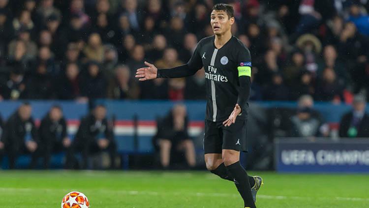 Thiago Silva, bek tengah sekaligus kapten PSG. Copyright: TF-Images / Getty Images