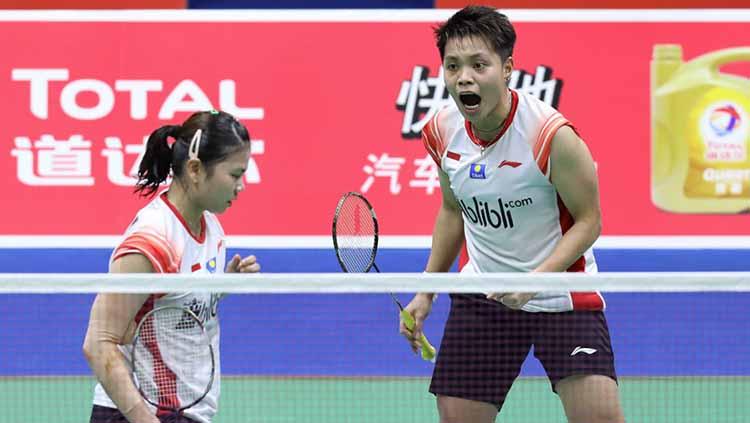 Satu angka kemenangan lagi dipersembahkan pasangan Greysia Polii dan Apriyani Rahayu di babak penyisihan grup B Piala Sudirman antara Indonesia melawan Inggris. Foto: Humas PBSI. - INDOSPORT