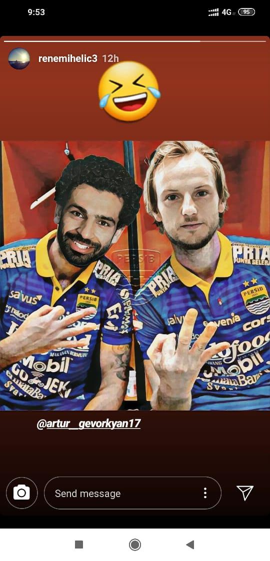 Wajah Rene Mihelic dan Artur Gevorkyan diedit menjadi sosok Mo Salah dan Ivan Rakitic Copyright: Instagram/renemihelic3