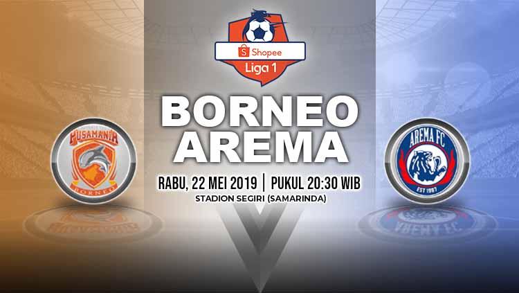 Pertandingan Borneo FC vs Arema FC. Grafis: Yanto/Indosport.com
