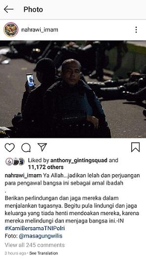 Unggahan Menpora, Imam Nahrawi, terkait kerusuhan 22 Mei 2019 di Jakarta. Copyright: Instagram @nahrawi_imam