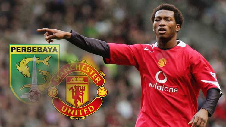 Eric Djemba-Djemba, mantan pemain Manchester United yang dipecat Persebaya Surabaya. Foto: John Peters/Manchester United via Getty Images