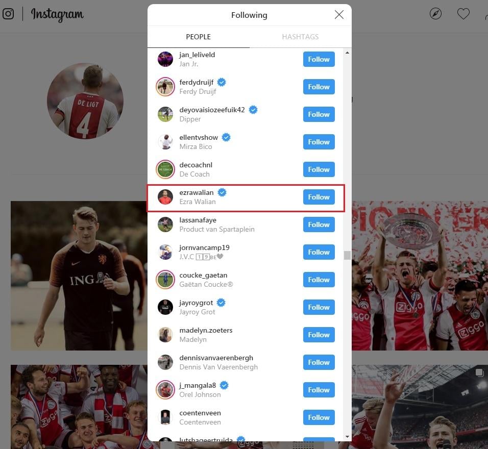 Kapten Ajax Amsterdam, Matthijs de Ligt, mengikuti akun Instagram pemain Timnas Indonesia U-23, Ezra Walian Copyright: Instagram/@mdeligt_