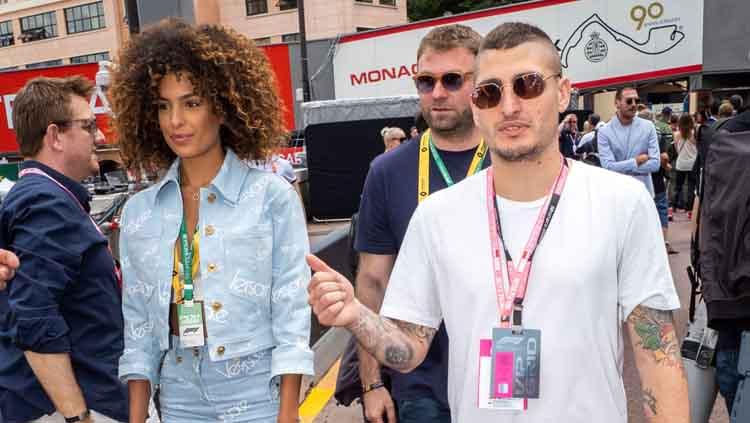 Marco Verratti nonton balapan Formula 1 bersama kekasihnya di GP Monaco. Arnold Jerocki/FilmMagic