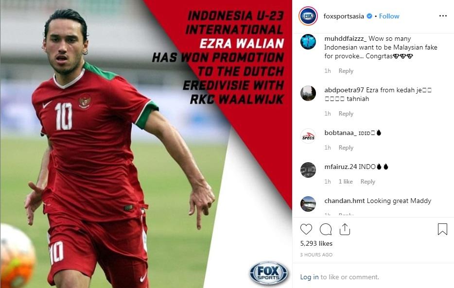 Netizen klaim Ezra Walian milik Malaysia Copyright: Instagram/@foxsportsasia
