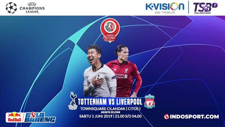 Acara Final Liga Champions 2018/19 antara Tottenham Hotspur vs Liverpool bertajuk Bola Bareng yang diselenggarakan INDOSPORT.