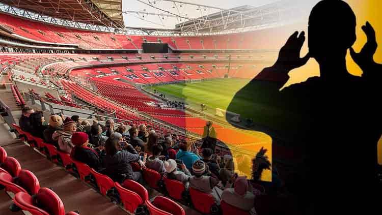 Ilustrasi orang azan di stadion Wembley