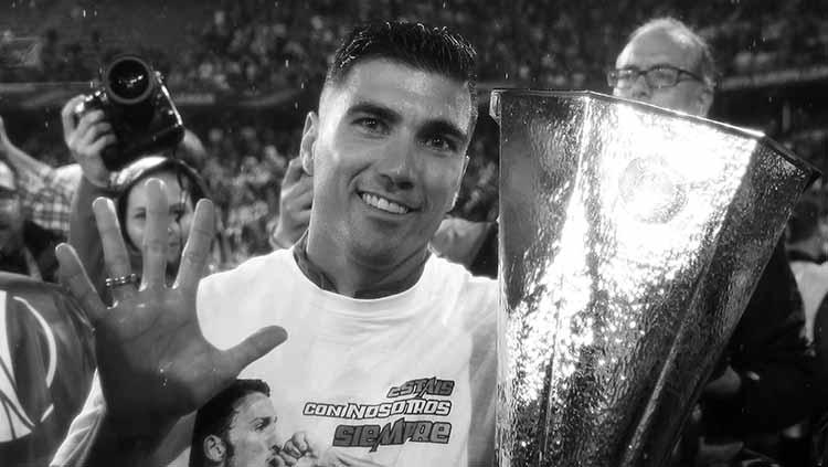 Jose Antonio Reyes saat mengantarkan Sevilla juara Liga Europa.
