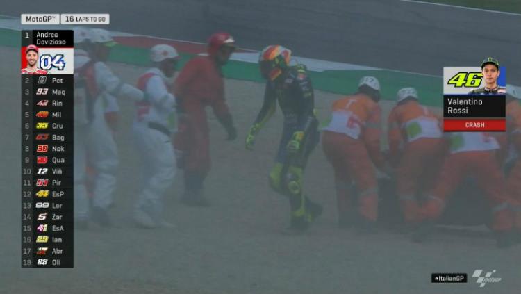 Valentino Rossi jatuh di GP Italia 2019.