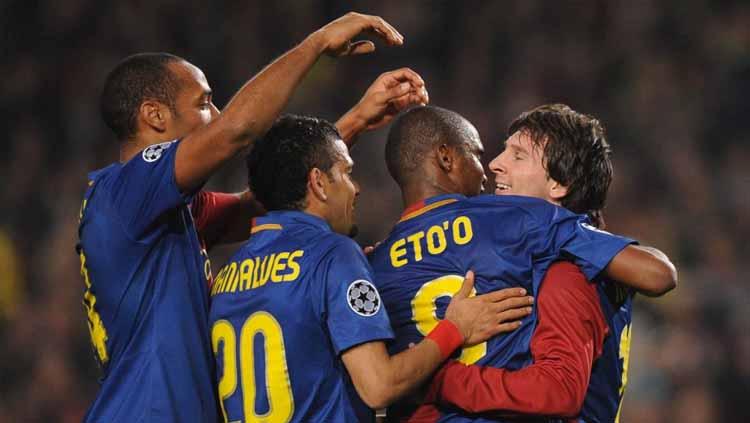 Thierry Henry menjadi satu-satunya legenda raksasa LaLiga Spanyol, Barcelona, yang tak bisa ditatap oleh Lionel Messi karena kalah hebat. - INDOSPORT