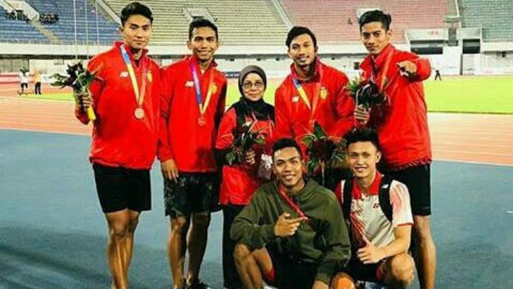 Tim estafet Indonesia meraih medali perunggu di Asian Grand Prix 2019. - INDOSPORT