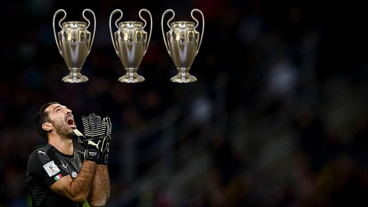 Gianluigi Buffon pernah tiga kali gagal menjadi juara Liga Champions. Copyright: Nicolò Campo/LightRocket via Getty Images