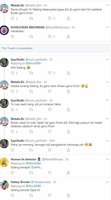 Galang Hendra Pratama mendapat kritikan dari para netizen Tanah Air. Copyright: Twitter WorldSBK