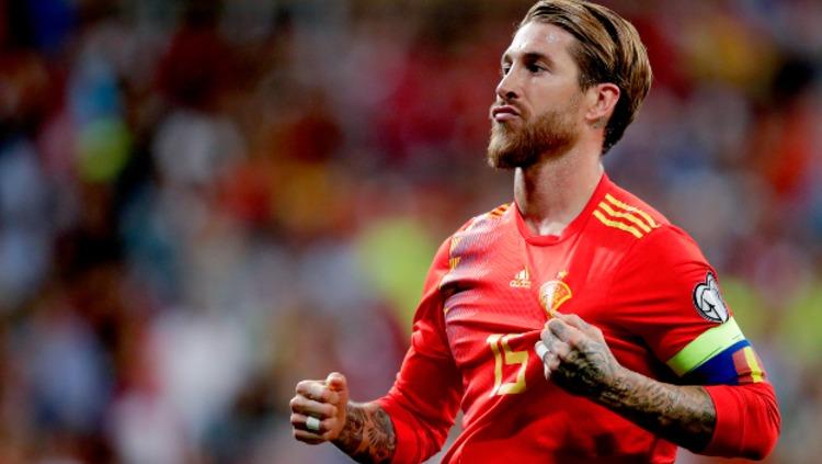 Sergio Ramos merayakan gol tendangan penalti saat pertandingan Spanyol vs Swedia di Kualifikasi Euro 2020. (Foto: David S. Bustamante/Soccrates/Getty Images) Copyright: David S. Bustamante/Soccrates/Getty Images