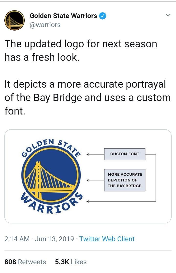 Golden State Warriors mengubah identitas logo mereka seiring kepindahan ke markas baru Copyright: Twitter/Golden State Warriors