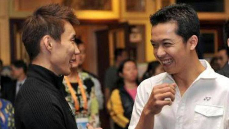 Lee Chong Wei bersama legenda bulutangkis Indonesia, Taufik Hidayat. - INDOSPORT