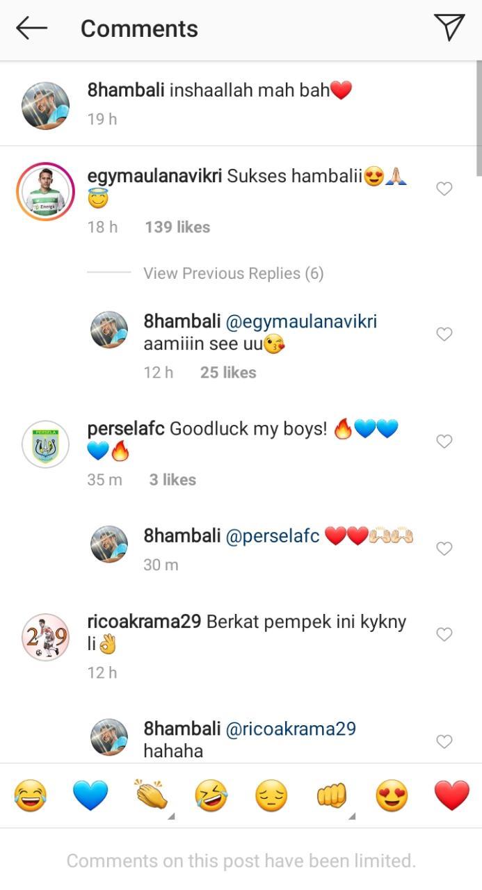 Egy Maulana Vikri mengirimkan doa untuk Hambali Tolib yang akan trial bersama klub Kroasia. Copyright: Instagram/8Hambali