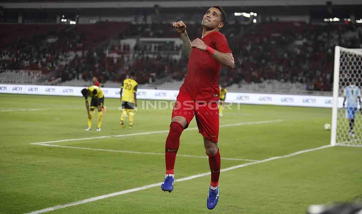 Beto Goncalves menjadi bintang di laga ujicoba melawan Vanuatu di Stadion Utama Gelora Bung Karno dengan mencetak 4 gol, Sabtu (15/06/19). Foto Herry Ibrahim