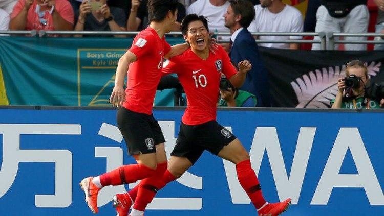 Lee Kang-in merayakan golnya untuk Korea Selatan di pertandingan final Piala Dunia U-20 2019. (Foto: Alex Livesey - FIFA/FIFA via Getty Images) - INDOSPORT