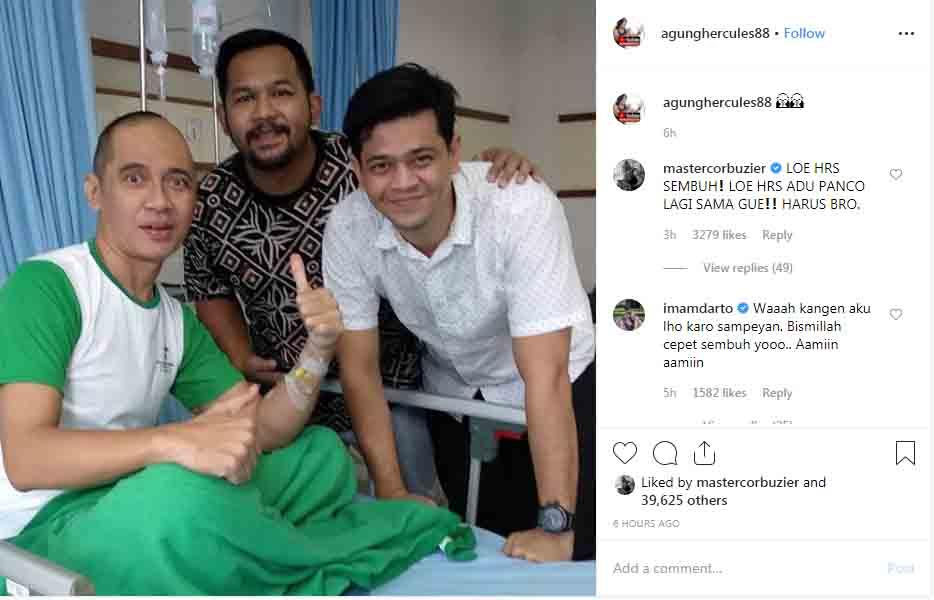 Agung Hercules mendapat banyak doa dari rekan-rekannya. Copyright: Instagram Agung Hercules