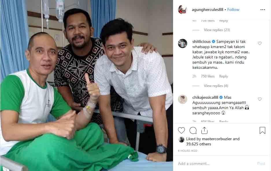 Agung Hercules mendapat banyak doa dari rekan-rekannya. Copyright: Instagram Agung Hercules