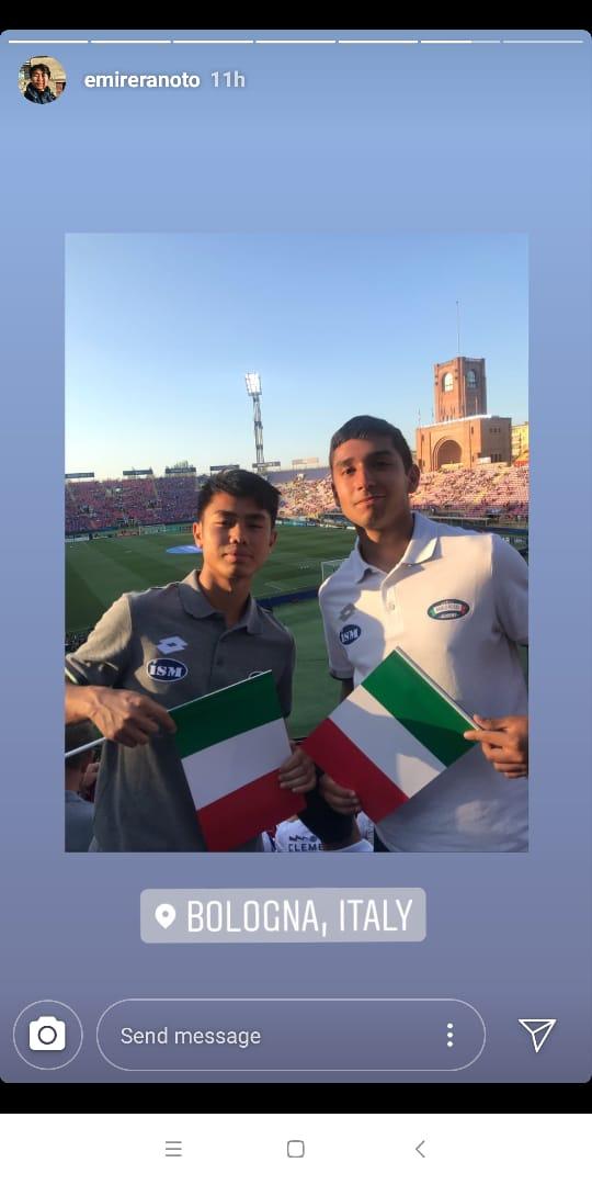 Wonderkid asal Indonesia, Emir Eranoto tonton laga Italia vs Spanyol di Euro U-21 2019 Copyright: Instagram/Emir Eranoto