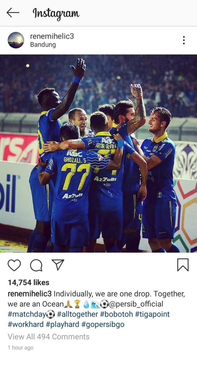 Rene Mihelic memberkan sebuah pesan yang membara jelang laga Persib vs Tira Persikabo Copyright: instagram.com/renemihelic3